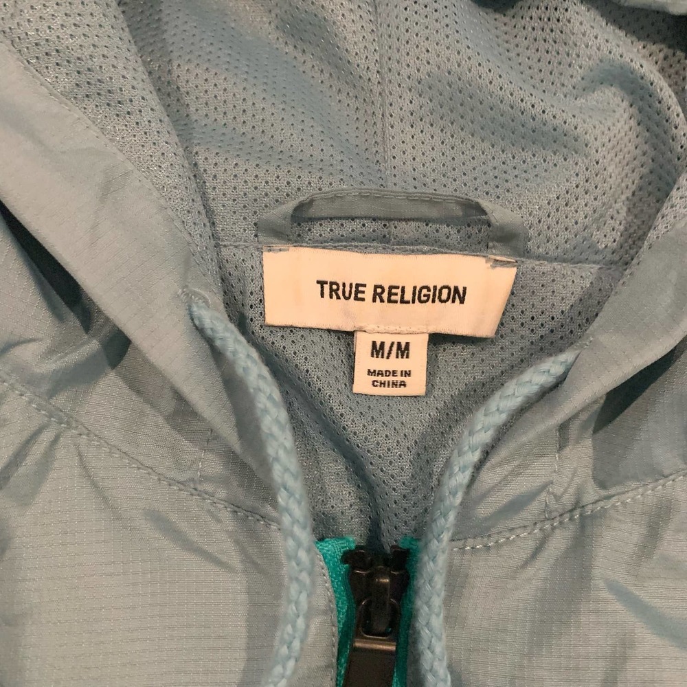 True Religion Color Block Hooded Windbreaker Jacket Men's Size Medium - 103855 - Picture 3 of 5